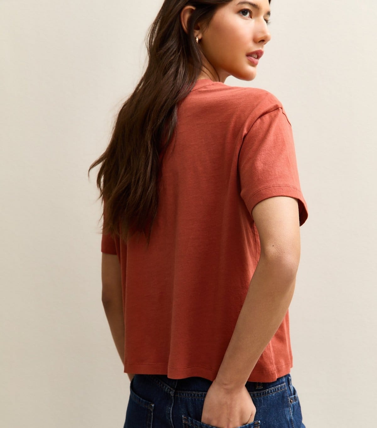 New Look Women's Dark Red Cotton Boxy Fit T-Shirt New Look - 4