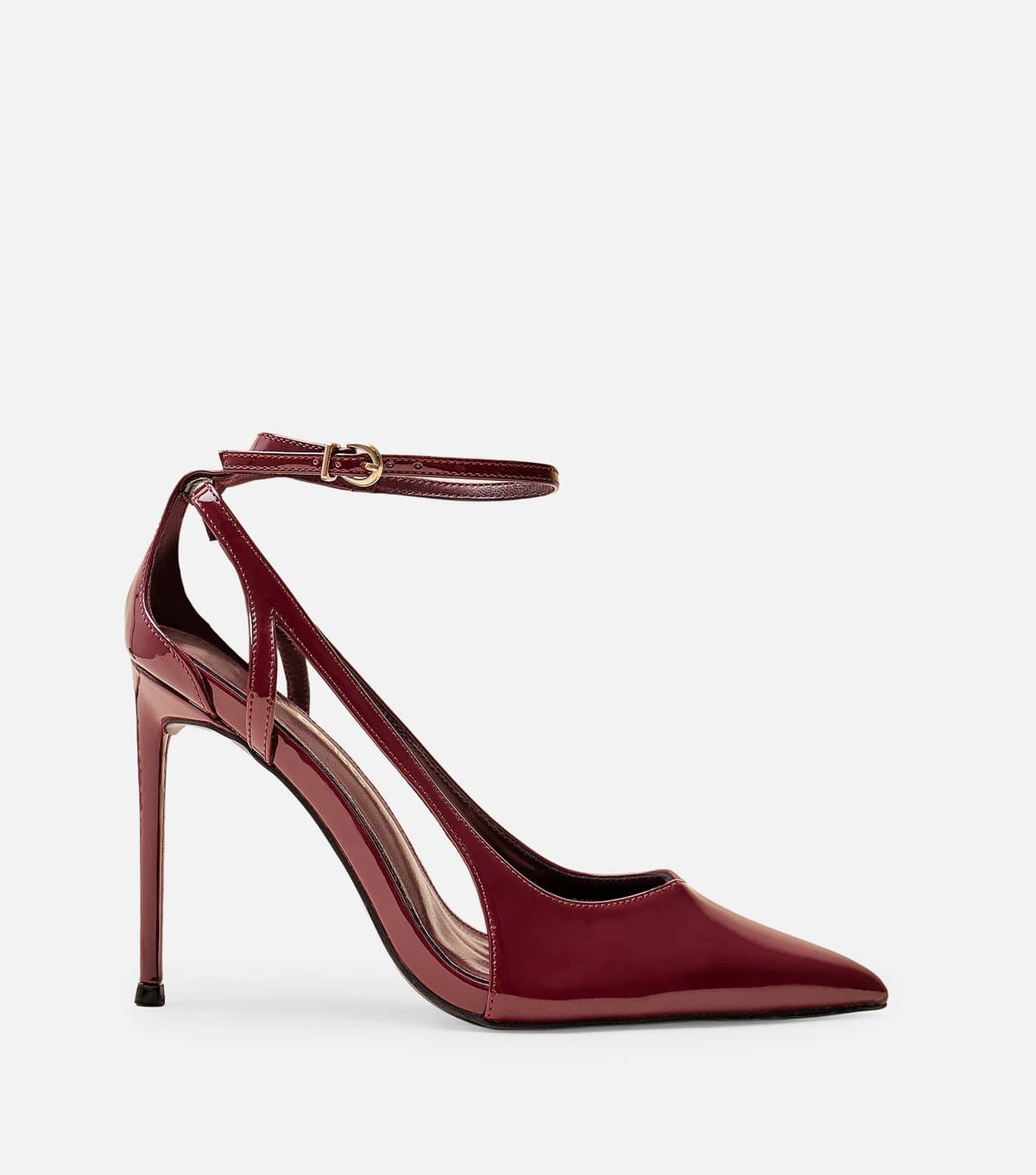 Public Desire Women's Dark Burgundy Faux Patent Leather Court Shoes Public Desire New Look