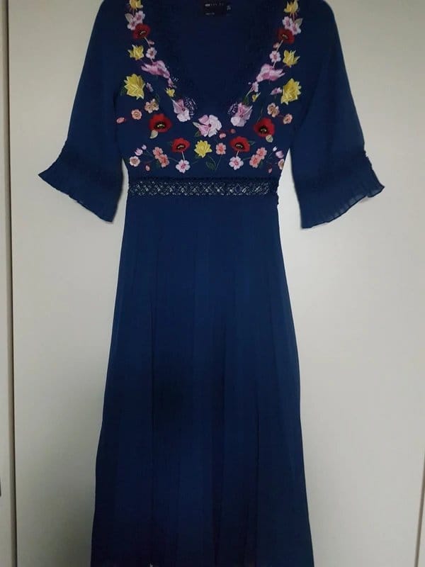 ASOS Brand new chiffon embroidery dress size 8 - 1