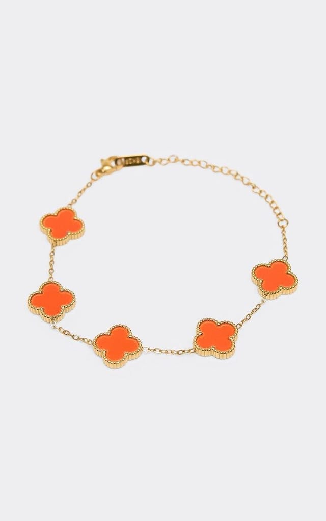 EGO Clover Detail Clasp Bracelet In Orange, Women's Size UK 0 - 2