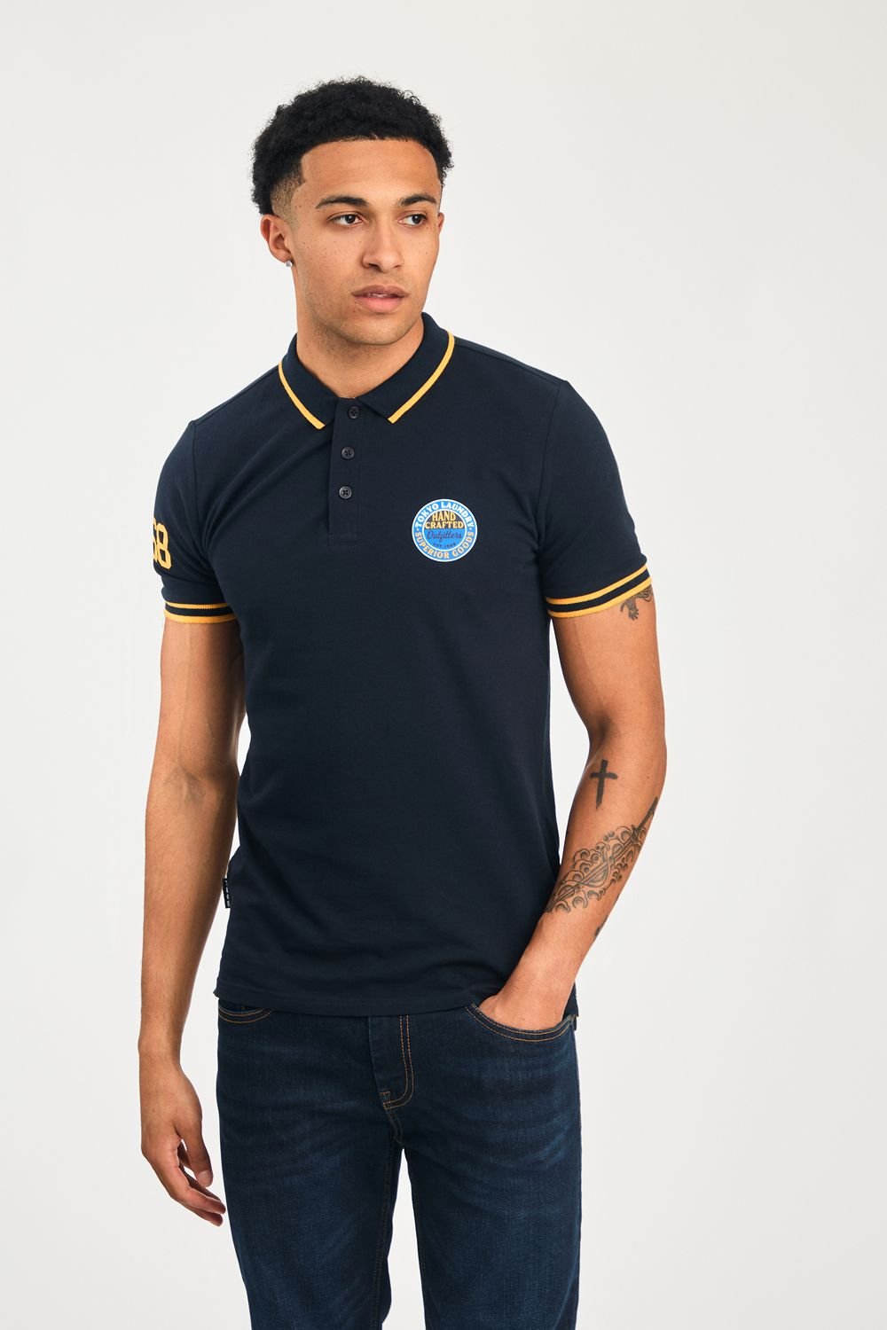 Tokyo Laundry Tokyo Laundry Men's 2 Pack Cotton Short Sleeve Button-Up Polo Shirt in Blue - 2