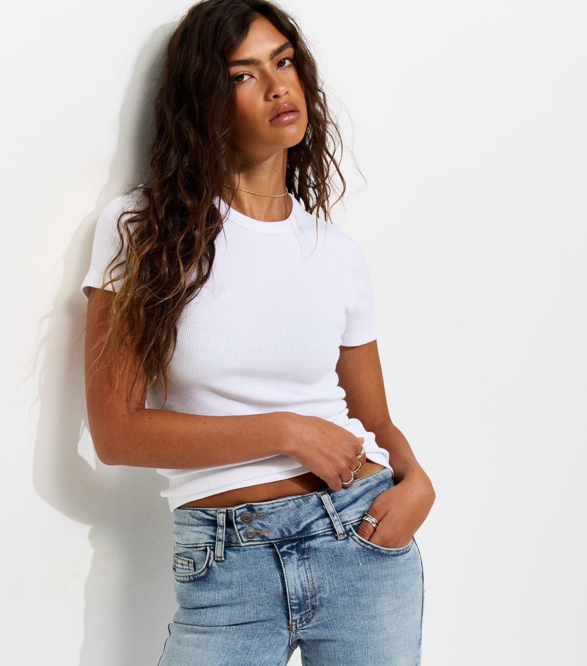 New Look New Look White Cotton Rich Crew Neck Top