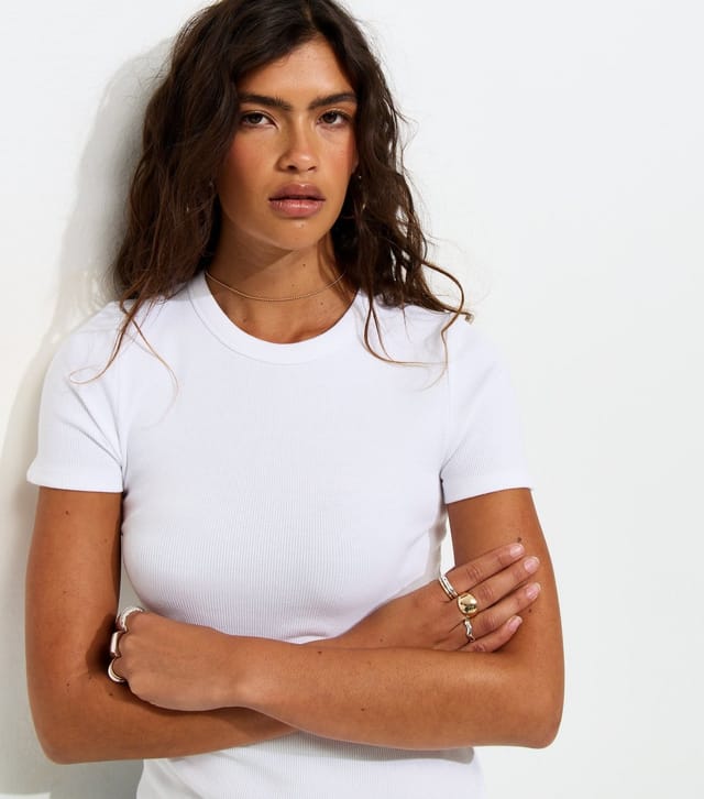 New Look Women's White Cotton Rich Crew Neck Top New Look - 2