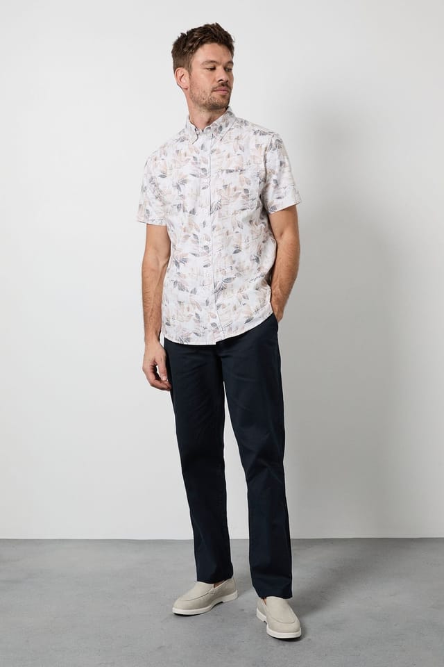 Maine Maine Men's Off White Fern Print Short Sleeve Shirt in Off-White - 2