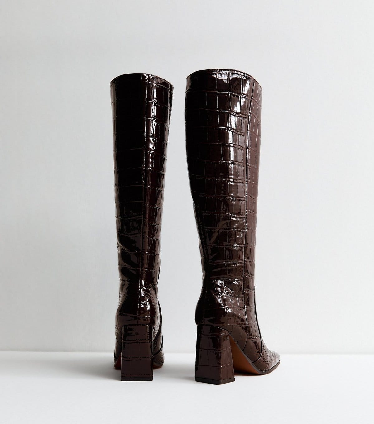 New Look Women's Brown Crocodile Effect Faux Leather Boots Vegan New Look - 4