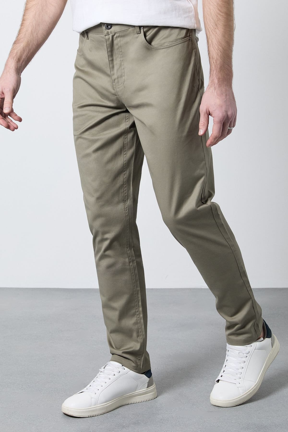 Maine Men's Khaki Smart Cotton Textured Slim Fit Jeans