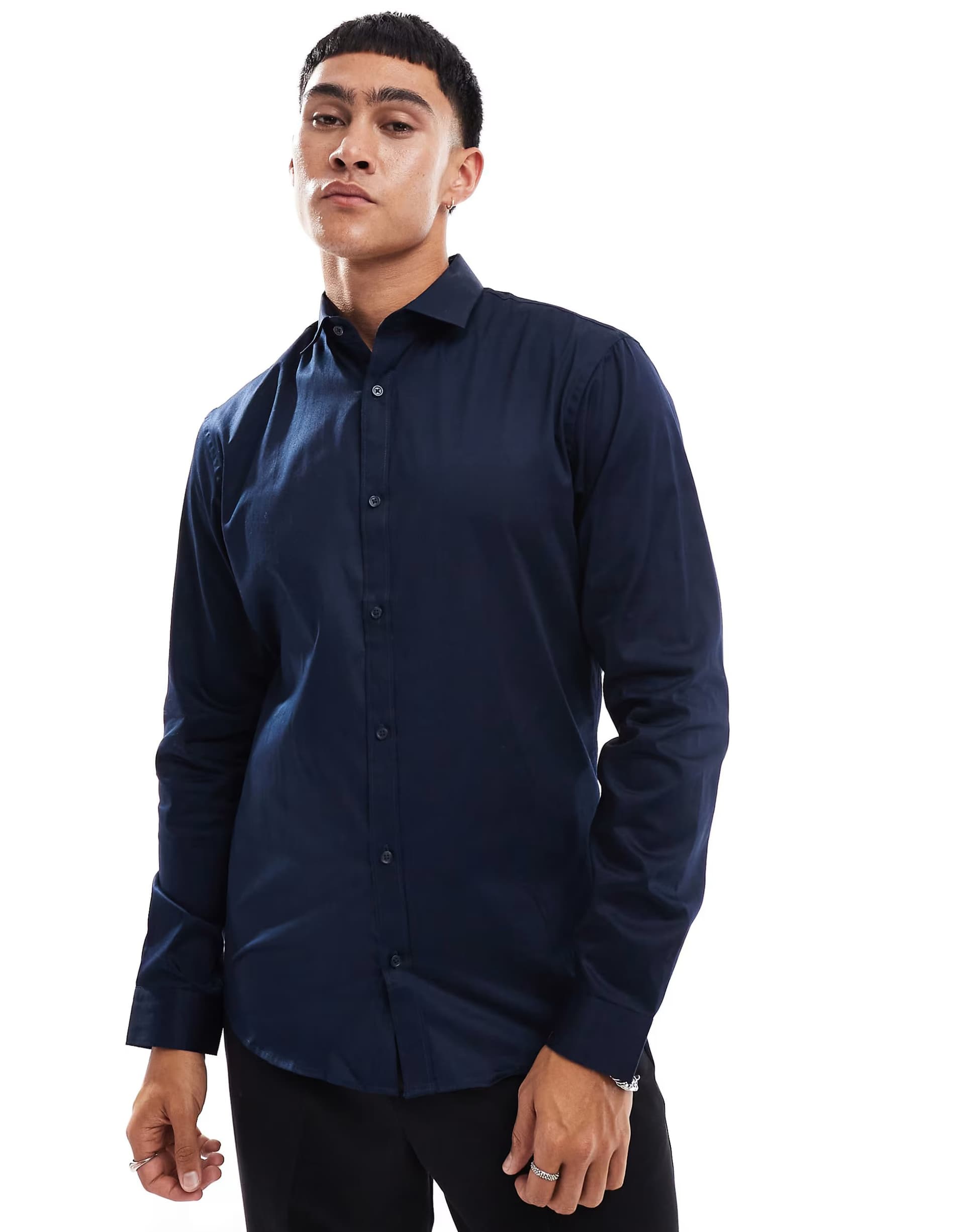 ASOS ASOS Jack & Jones Premium Slim Fit Navy Shirt