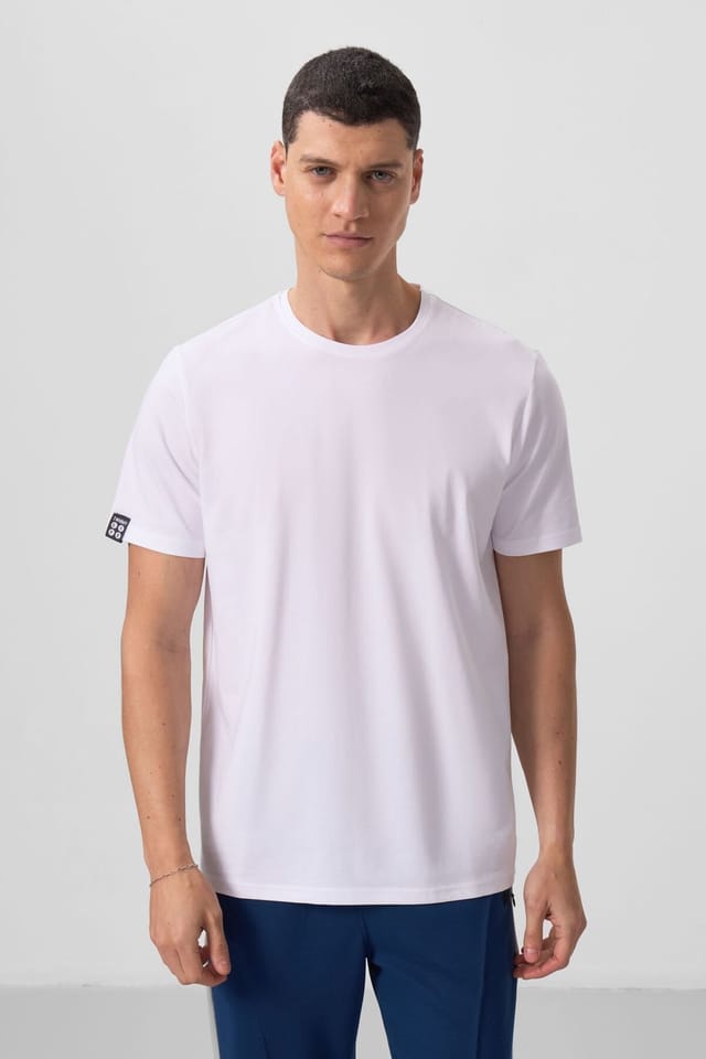 Tommy Life Tommy Life Men's Cotton Elastane Crew Neck T-Shirt in White - 3