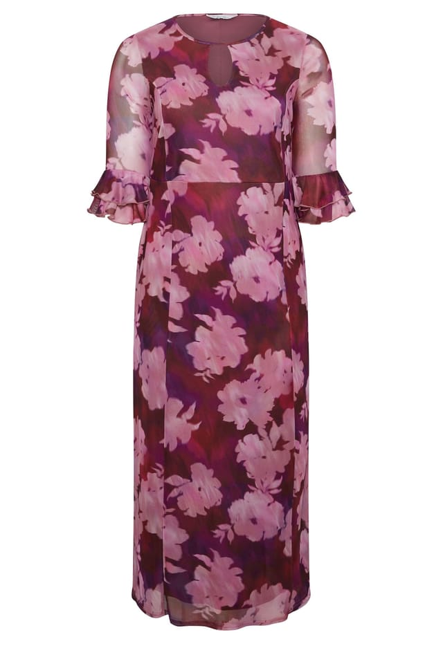 Yours Yours Women's Keyhole Maxi Dress in Dark Red - 2