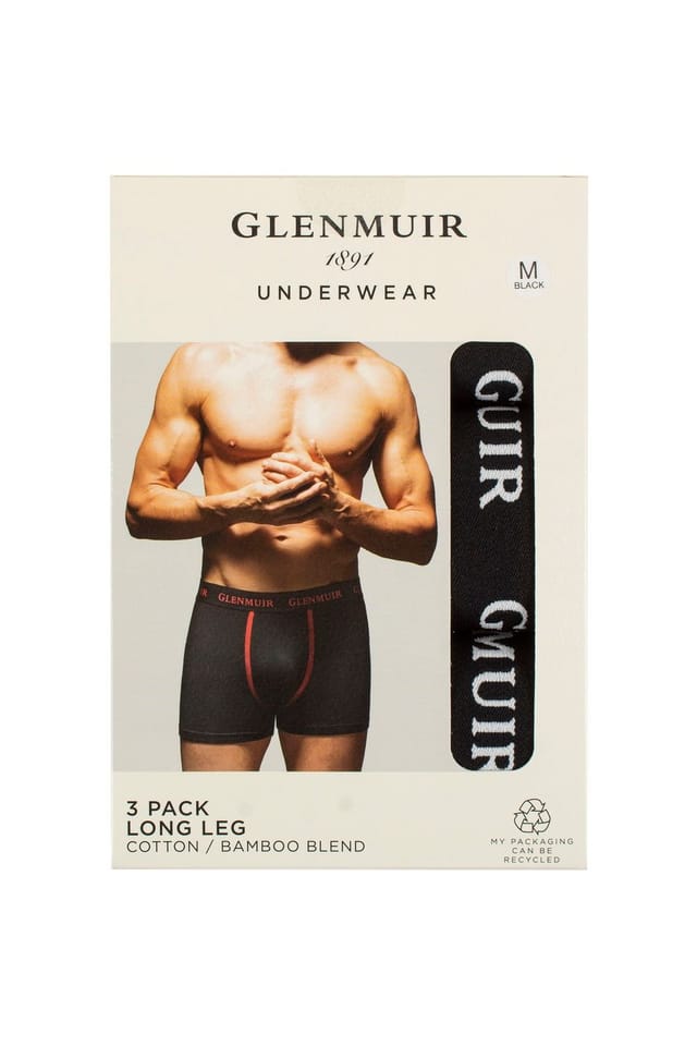 Glenmuir Glenmuir Men's Mens 3 Pack Cotton & Bamboo Blend Long Leg Trunks - 2