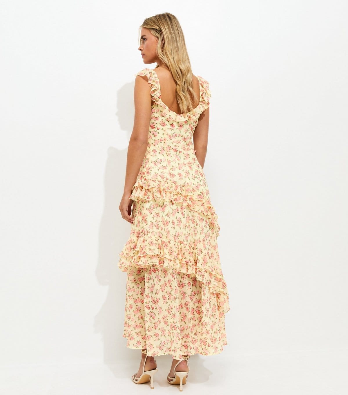 New Look Women's Petite Yellow Floral Print Ruffle Trim Maxi Dress New Look - 4