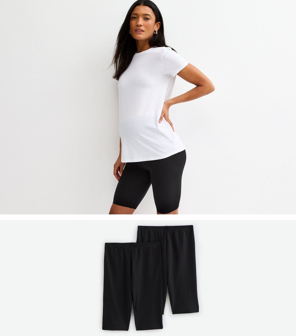 New Look Women's Maternity Pack of 2 Black Cycling Shorts New Look - 1