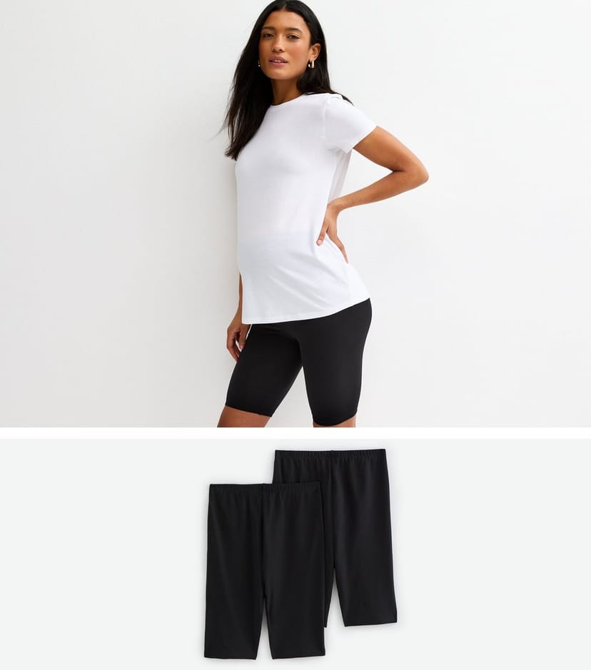 New Look Women's Maternity Pack of 2 Black Cycling Shorts New Look - 1