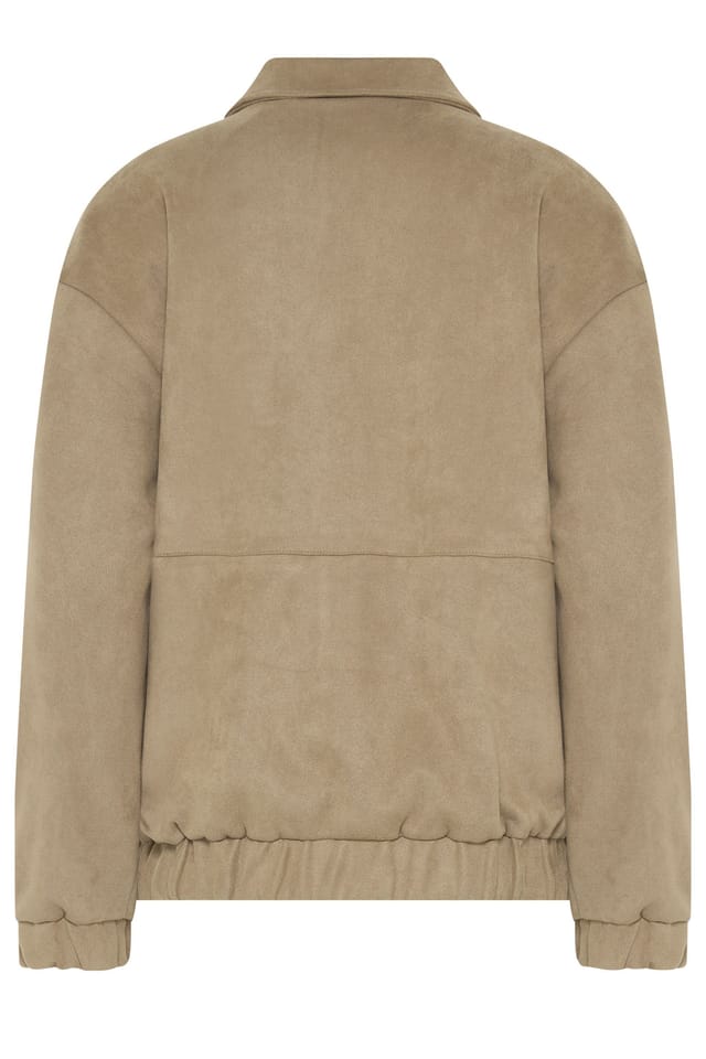 Long Tall Sally Long Tall Sally Women's Tall Faux Suede Collared Jacket in Natural - 2