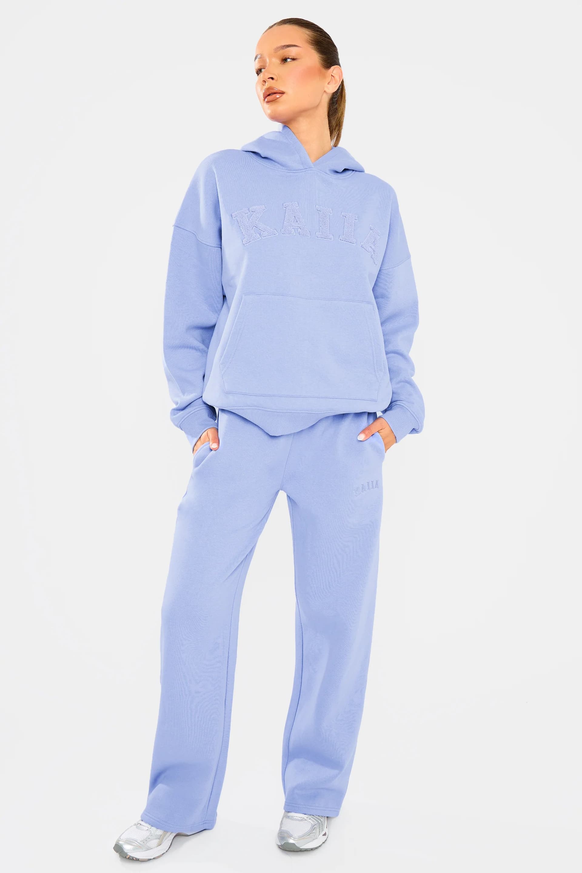 Kaiia Kaiia Logo Wide Leg Joggers Cornflower Blue