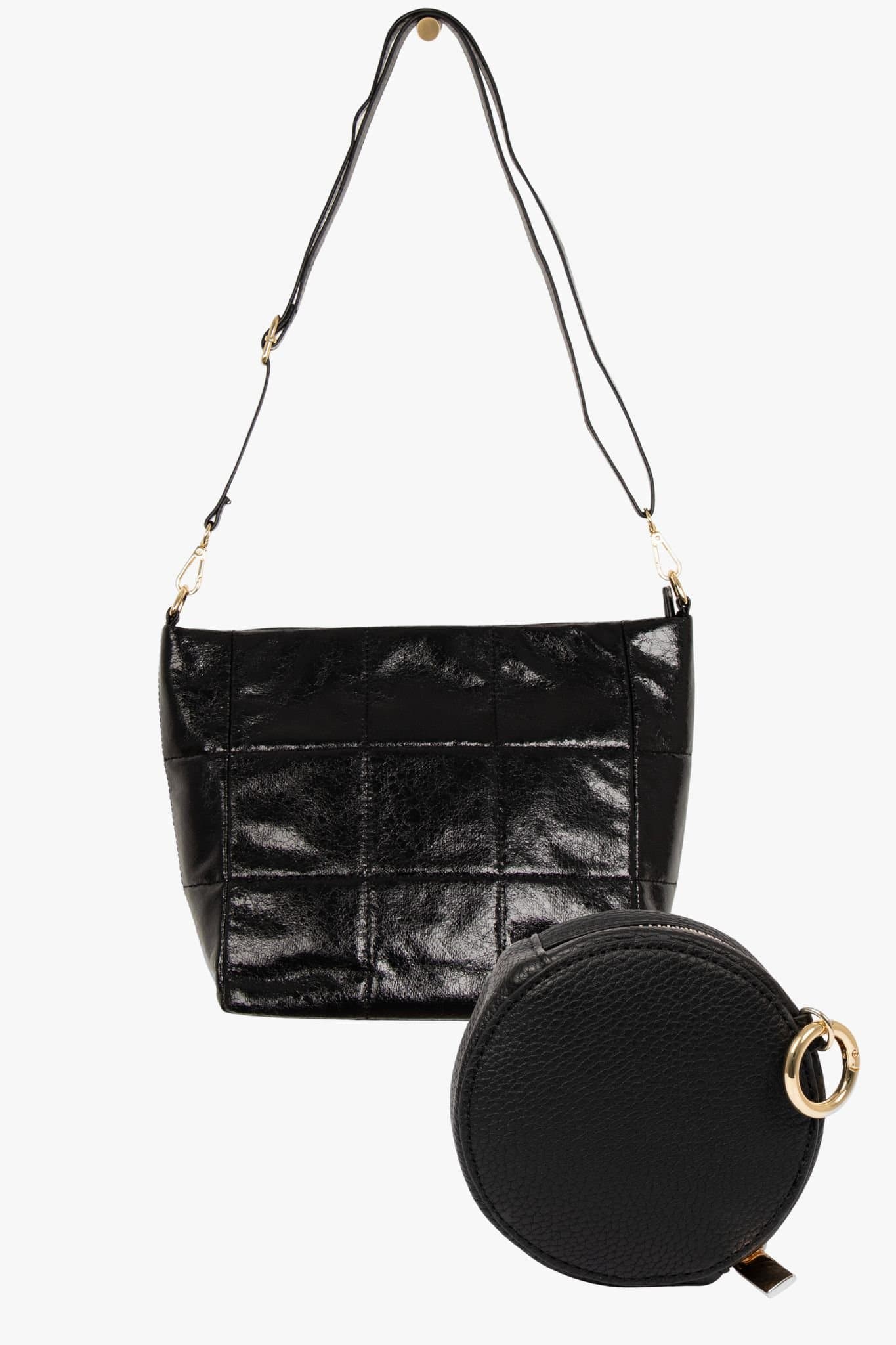 Etre Etre Women's Medium Faux Leather Crossbody Bag & Clip On Coin Purse Set in Black