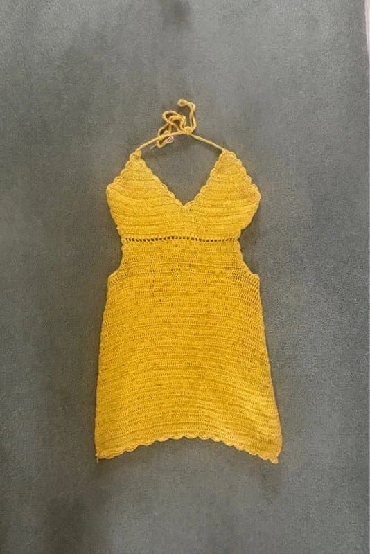 Bershka Bershka yellow crochet backless dress