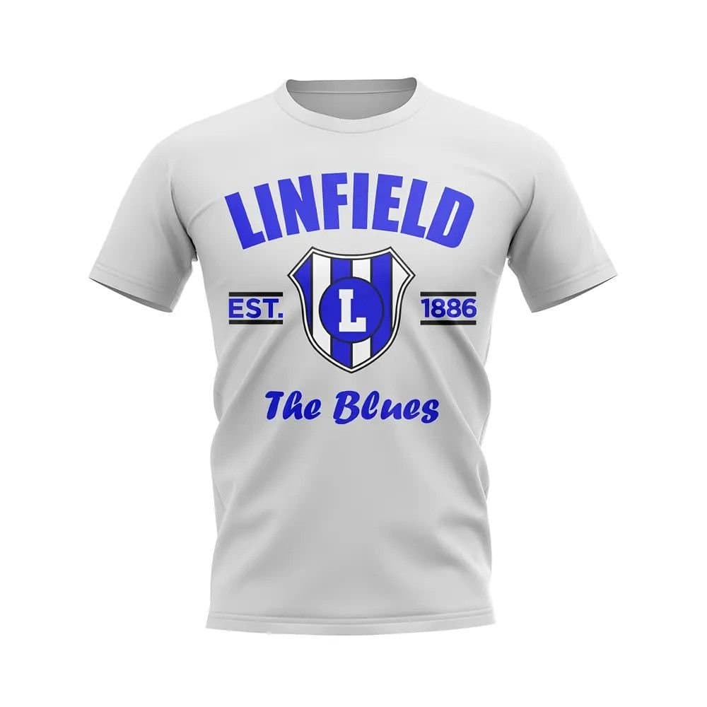 Linfield Linfield Men's Personalised Established Football T-Shirt in White