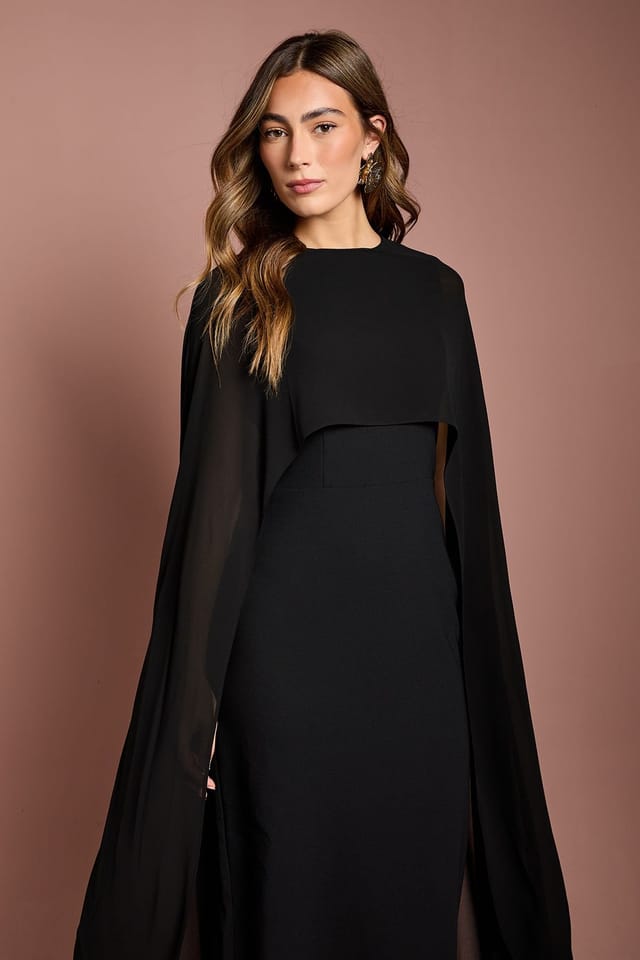 Coast Coast Women's Cape Sleeve Maxi Dress in Black - 2