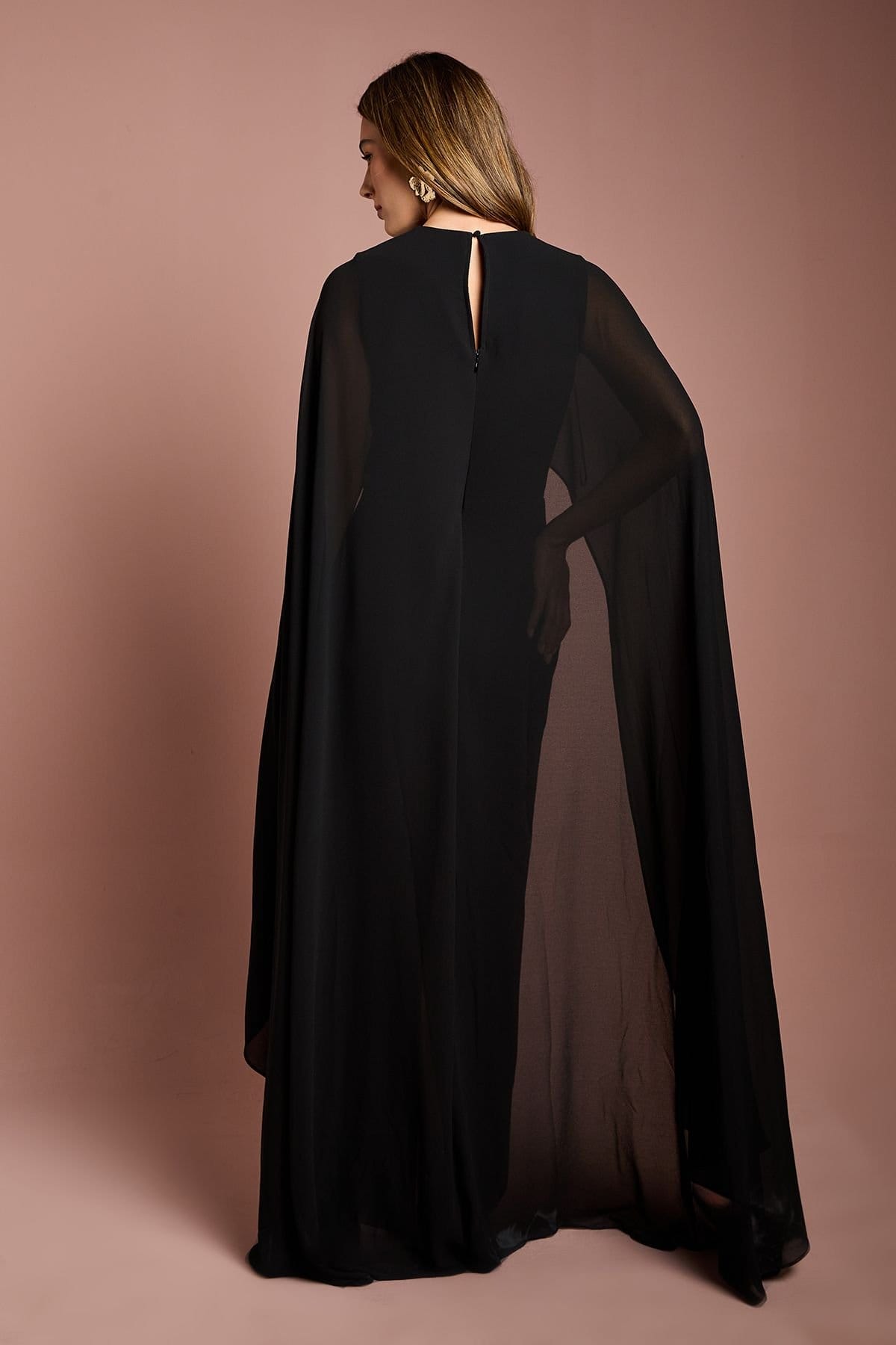 Coast Coast Women's Cape Sleeve Maxi Dress in Black - 4
