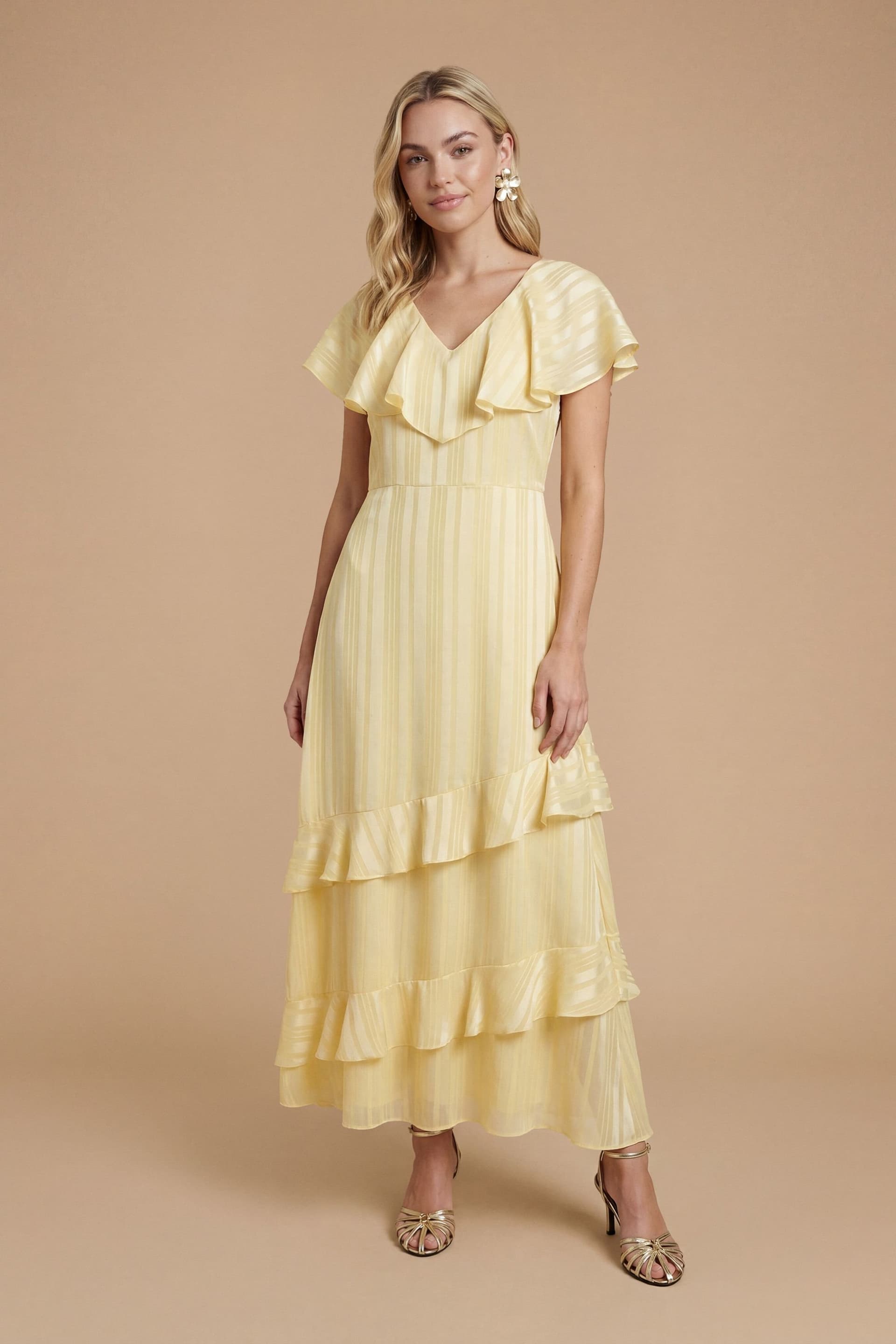 Dorothy Perkins Dorothy Perkins Women's DP Luxe Cape Ruffle Midi Dress in Yellow