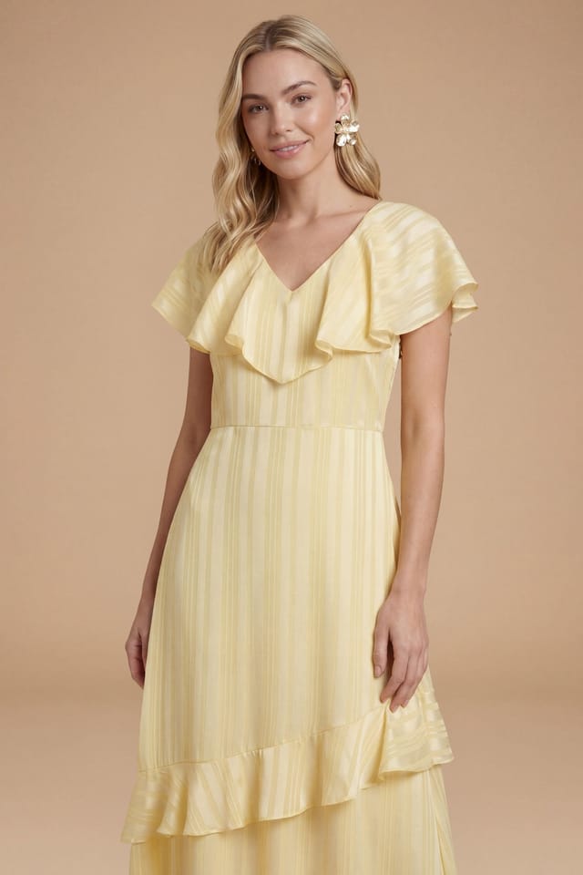 Dorothy Perkins Dorothy Perkins Women's DP Luxe Cape Ruffle Midi Dress in Yellow - 2