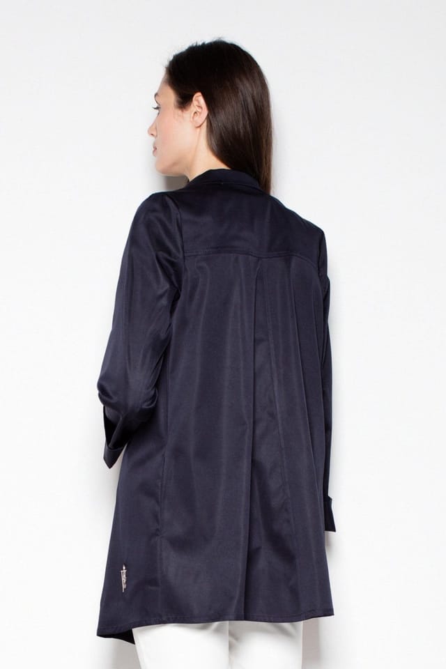 Love Lace Love Lace Women's Classic Unbuttoned Coat with Side Pockets in Blue - 2