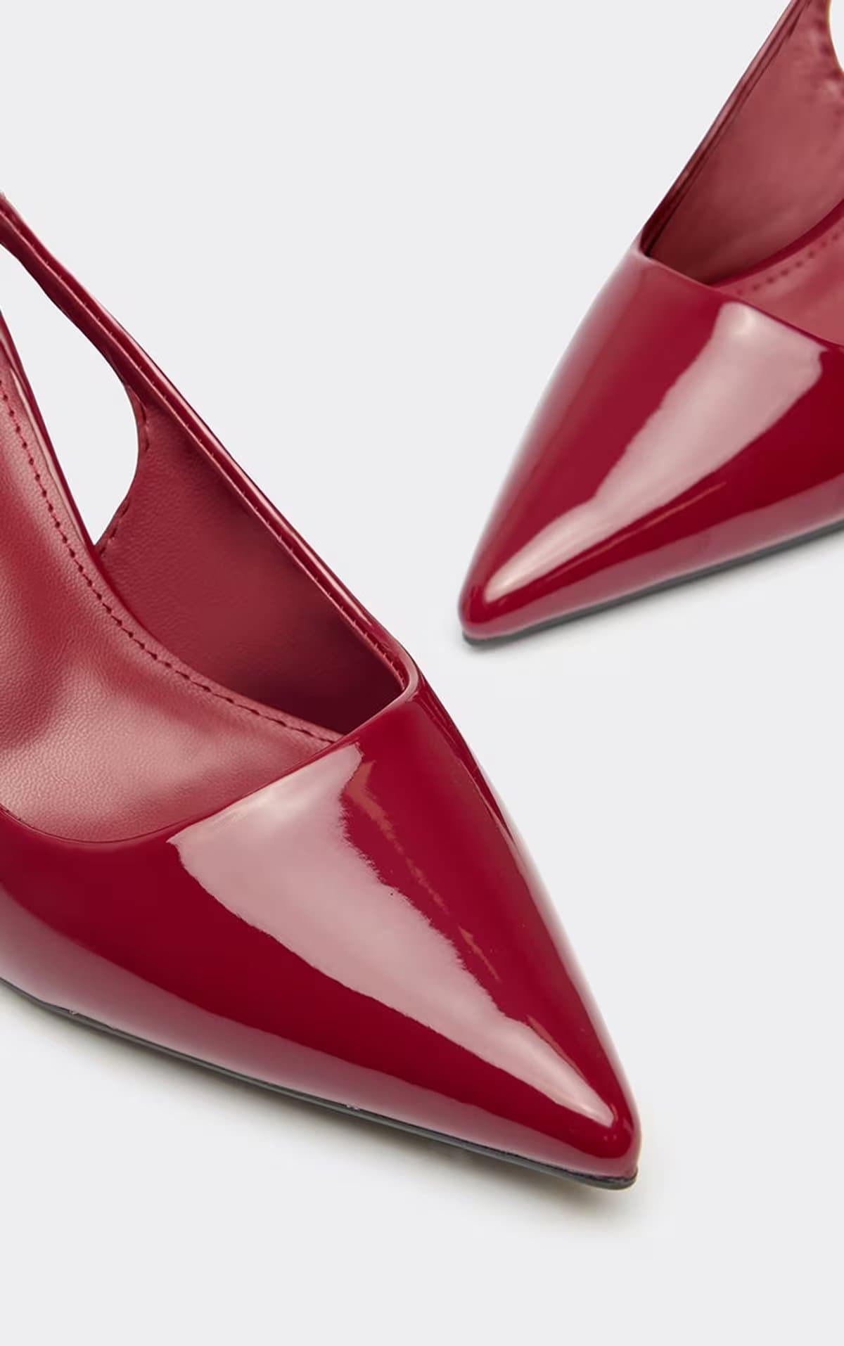 EGO Robinson Pointed Toe Slingback Court Heel In Burgundy Patent., Women's Size UK 3