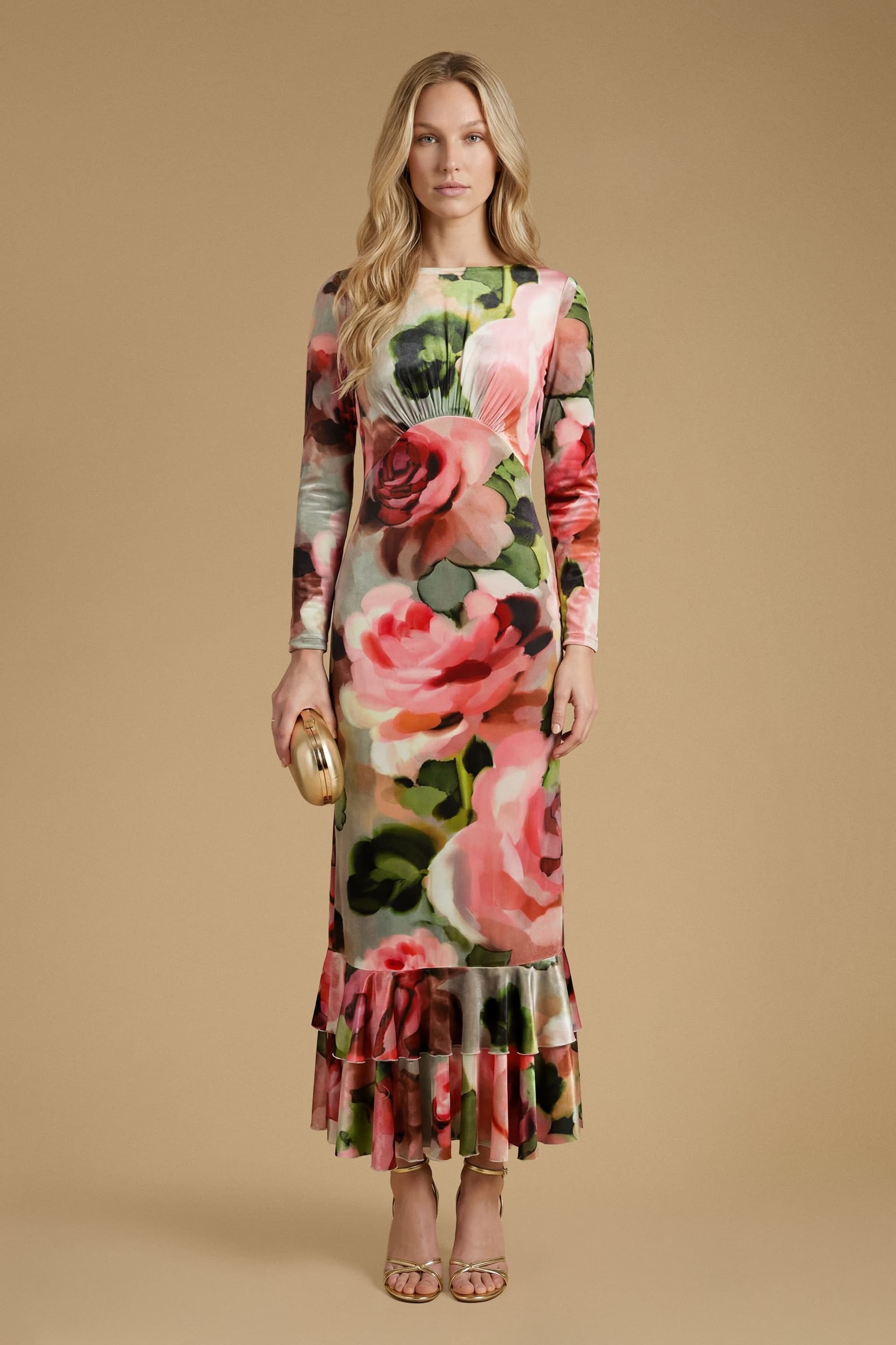 Oasis Oasis Women's Velvet Rose Print Maxi Dress