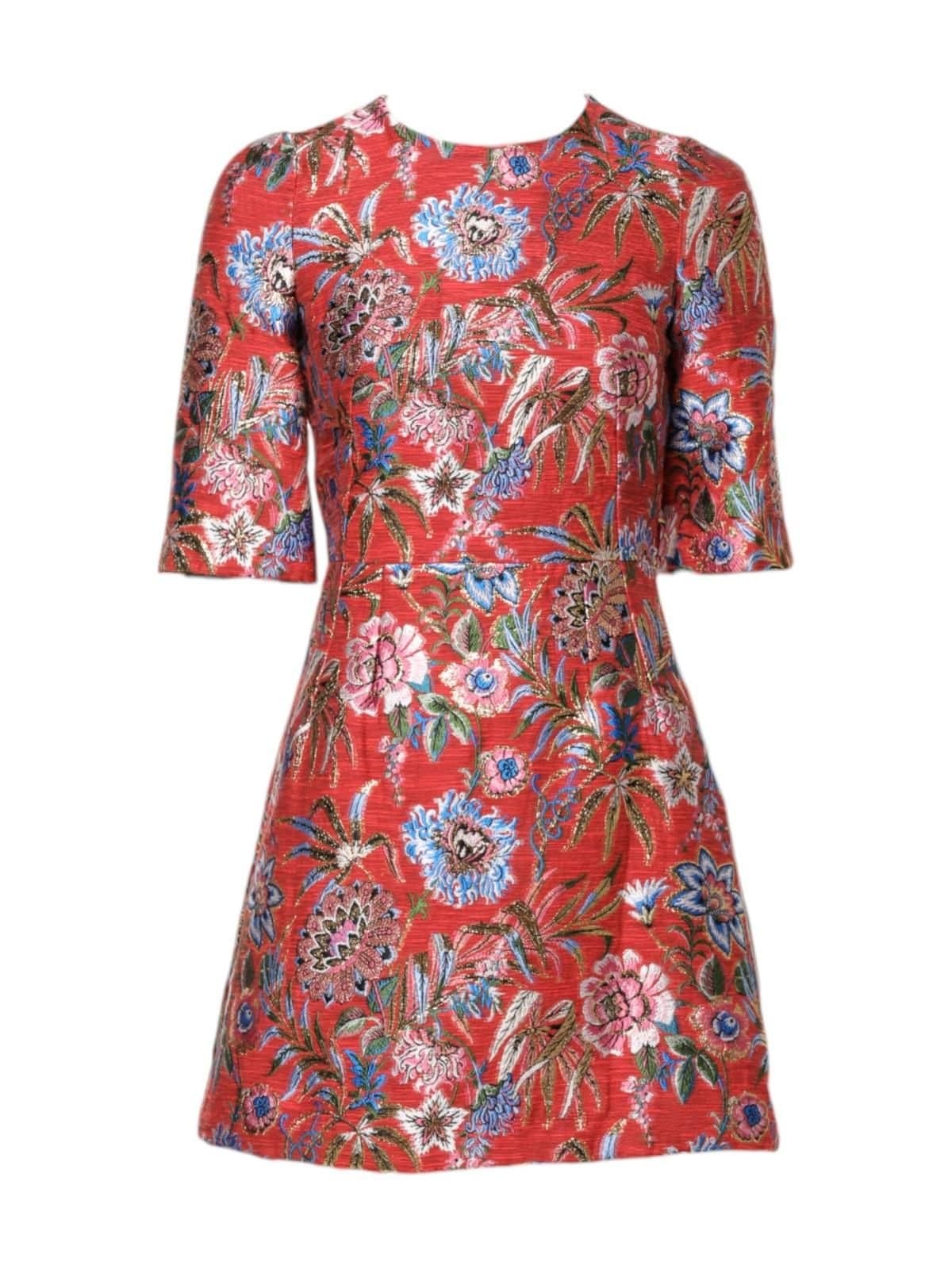 Dolce & Gabbana Dolce & Gabbana Women's Red Floral Jacquard A-line Mini Dress