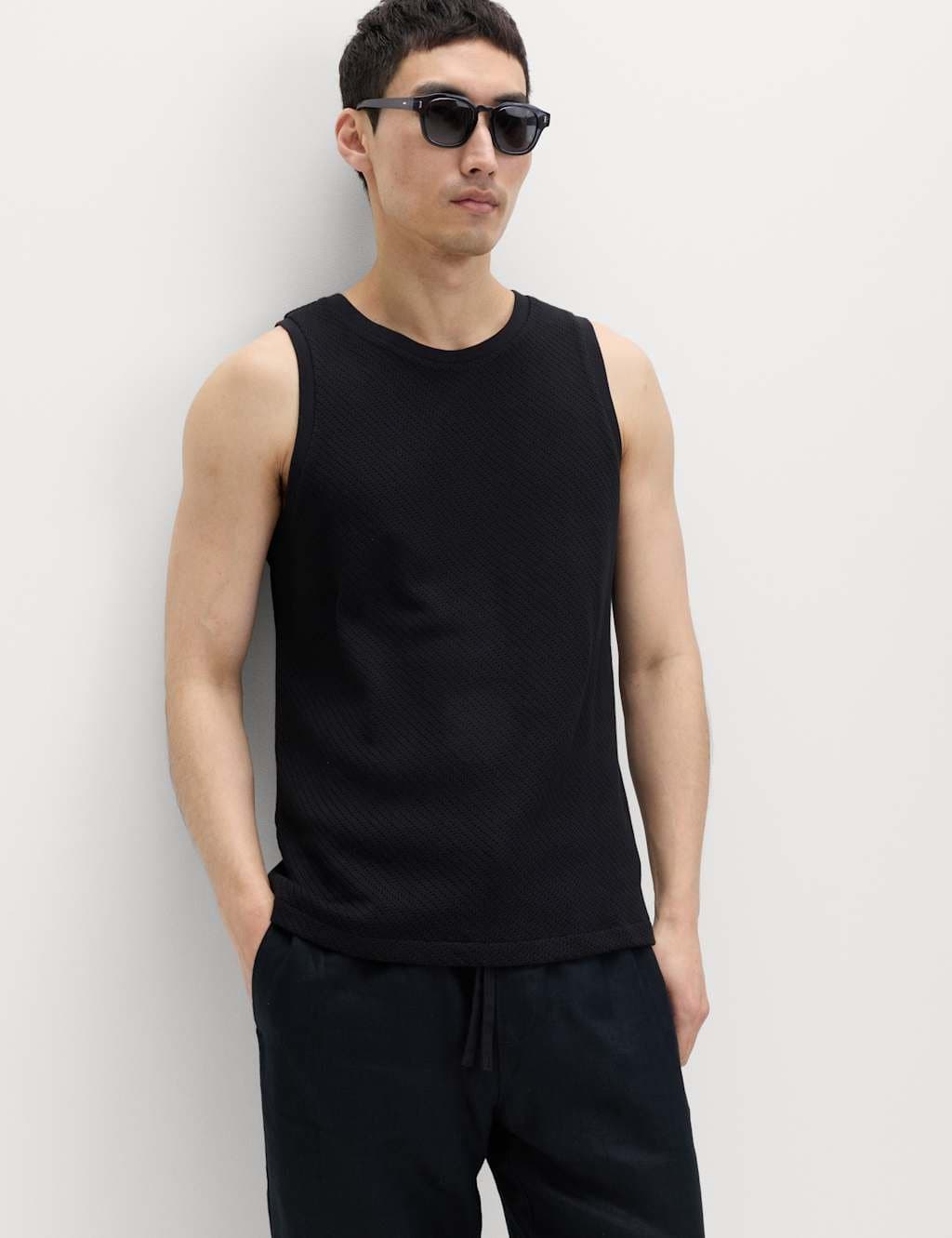 Marks & Spencer M&S Cotton Rich Knitted Vest Black