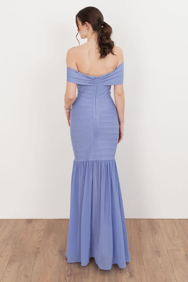Maya Deluxe Maya Deluxe Women's Bardot Bandage Maxi Dress in Blue - 2
