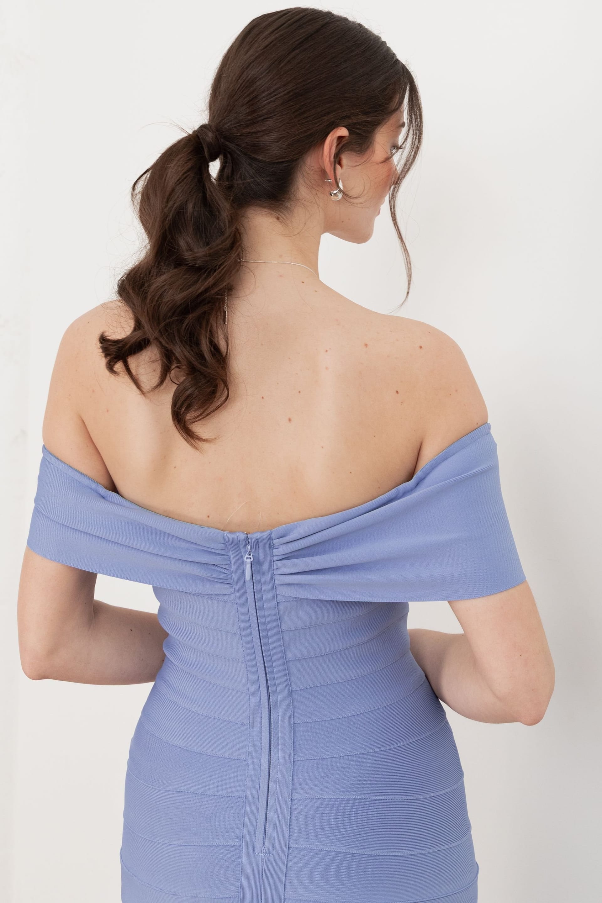 Maya Deluxe Maya Deluxe Women's Bardot Bandage Maxi Dress in Blue - 4