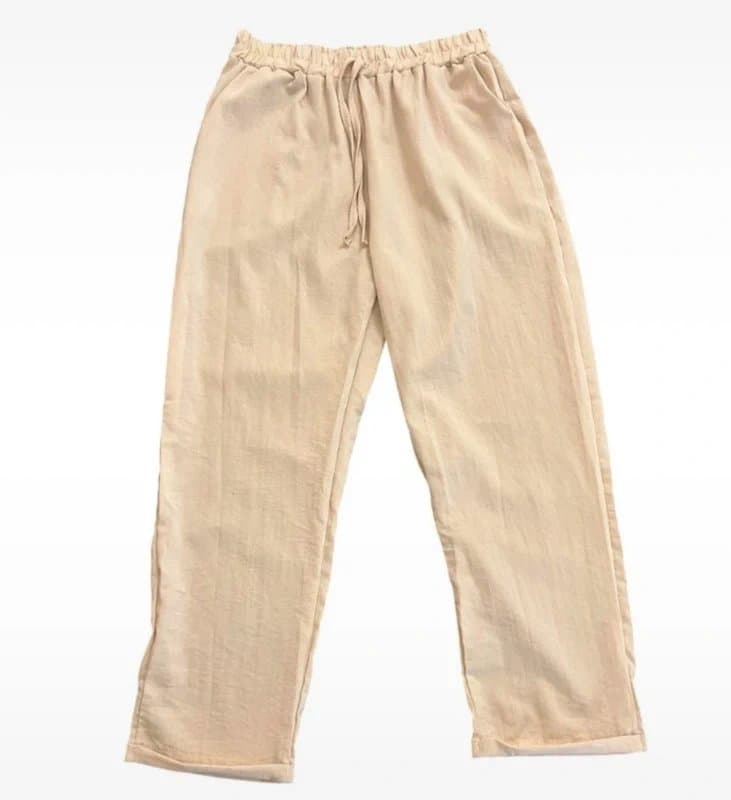 Blooming Jelly Women’s High-Waisted Beige Summer Trousers - Size S - Drawstring & Pockets