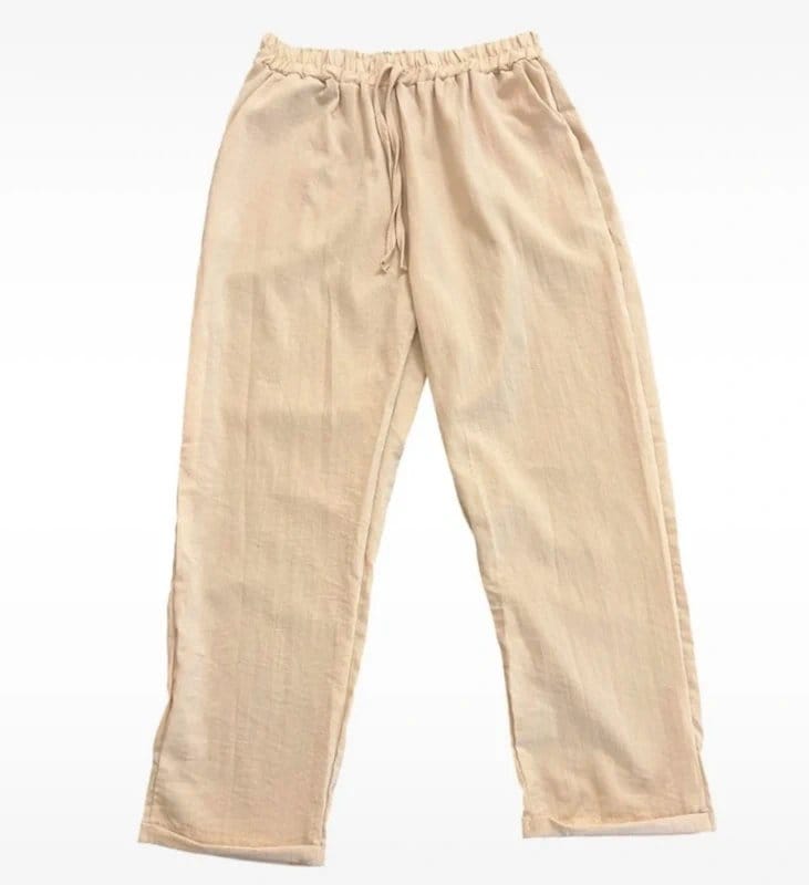Blooming Jelly Women’s High-Waisted Beige Summer Trousers - Size S - Drawstring & Pockets - 1