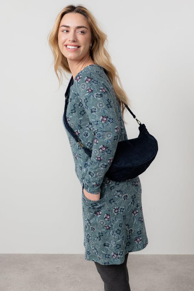 Lily & Me Lily & Me Women's Helen Floral Print Slightly swingy Knee-length Dress in Mid Blue - 3