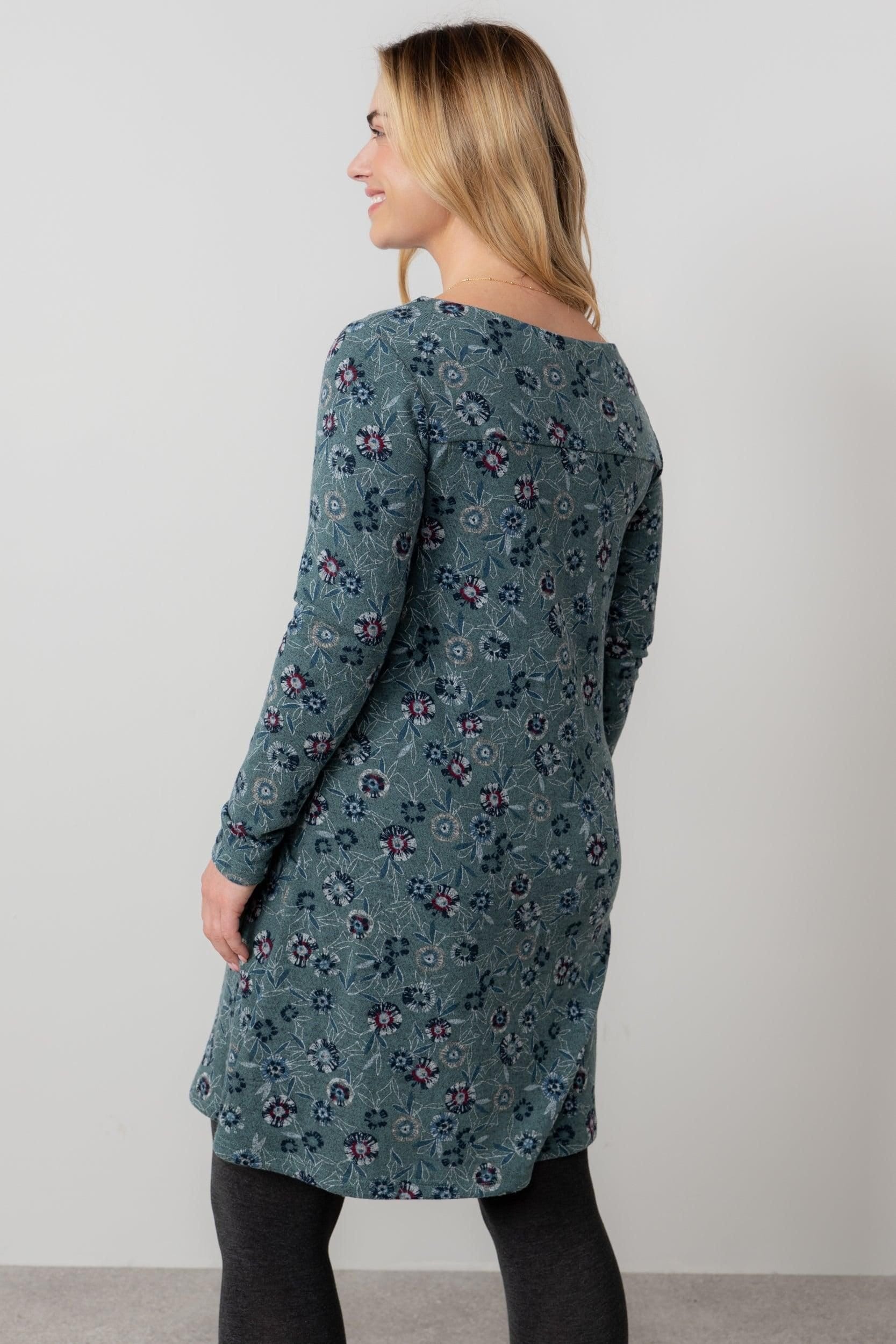 Lily & Me Lily & Me Women's Helen Floral Print Slightly swingy Knee-length Dress in Mid Blue - 4