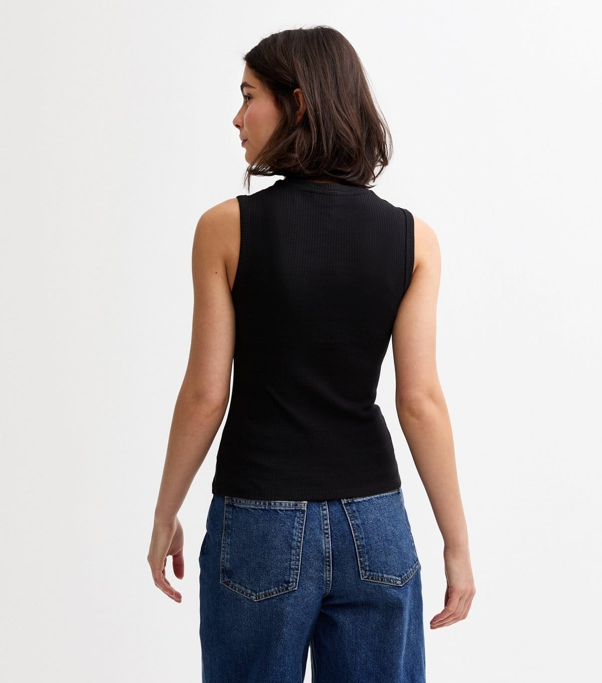 New Look Women's Black Ribbed High Neck Tank Top New Look - 4
