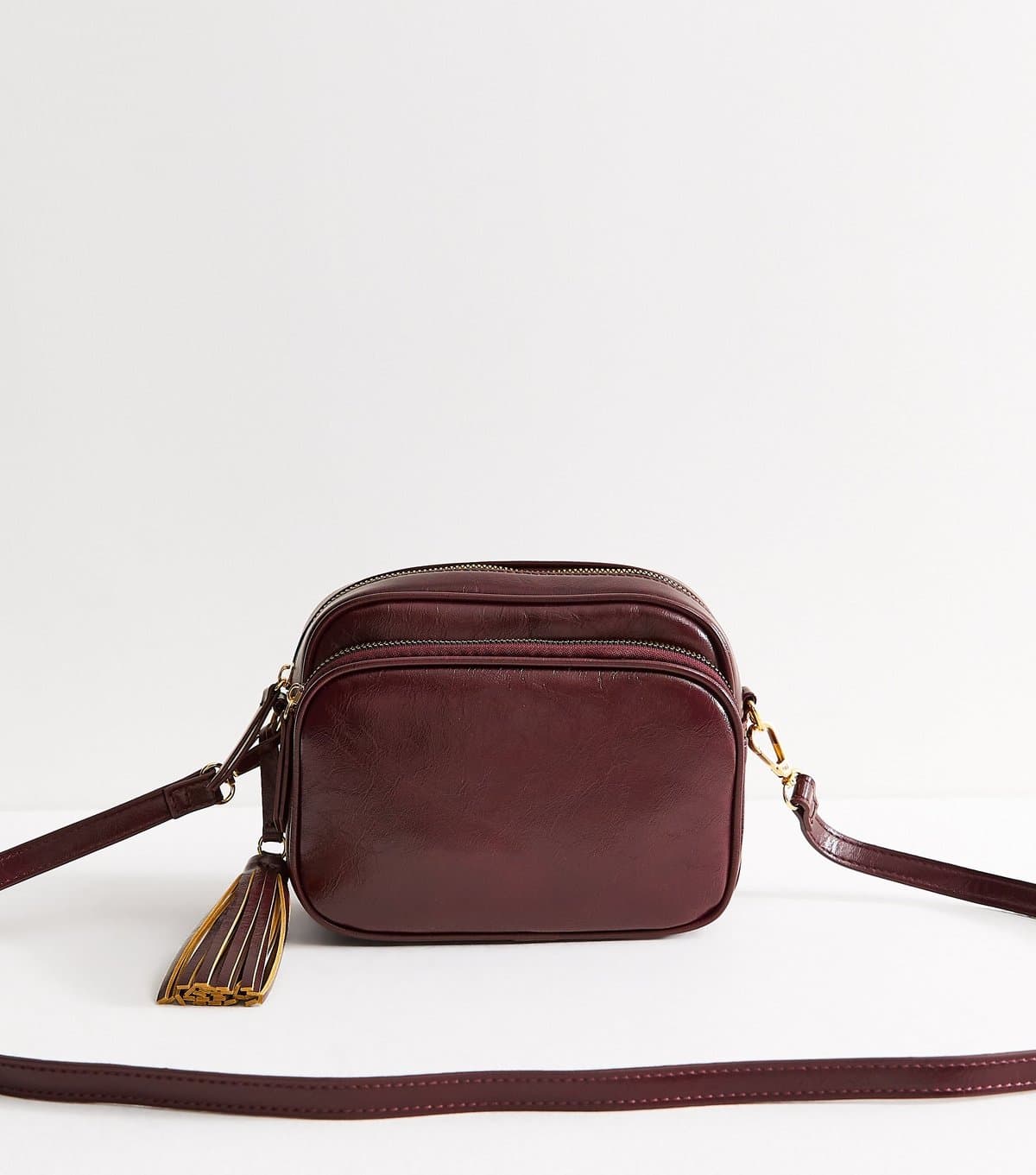 New Look New Look Dark Burgundy Faux Leather Tassel Crossbody Camera Bag