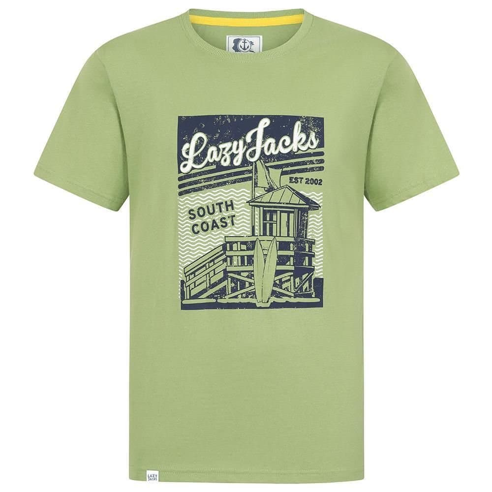 Lazy Jacks Lazy Jacks Men's Printed Cotton T-Shirt in Lime