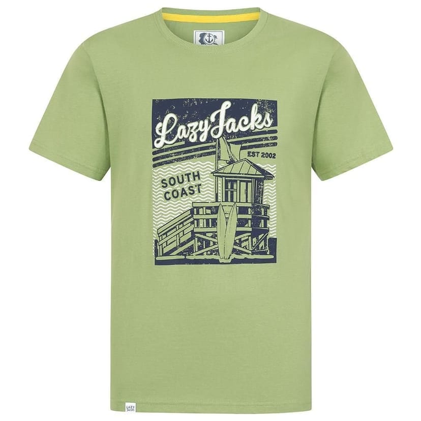 Lazy Jacks Lazy Jacks Men's Printed Cotton T-Shirt in Lime - 1