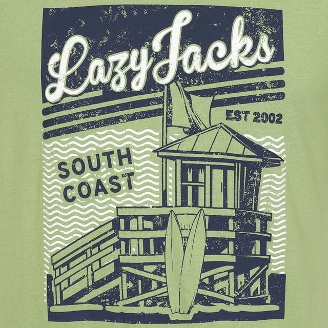 Lazy Jacks Lazy Jacks Men's Printed Cotton T-Shirt in Lime - 2