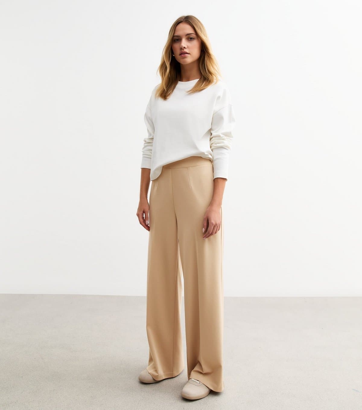 New Look Women's Camel Brown Wide Leg Jersey Trousers New Look