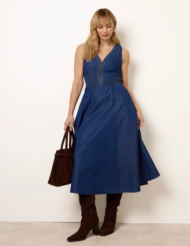 Blue Vanilla Zip Front Denim Dress - 2