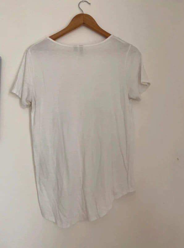 ASOS White Scoop Neck T-Shirt Longer Back Size 10