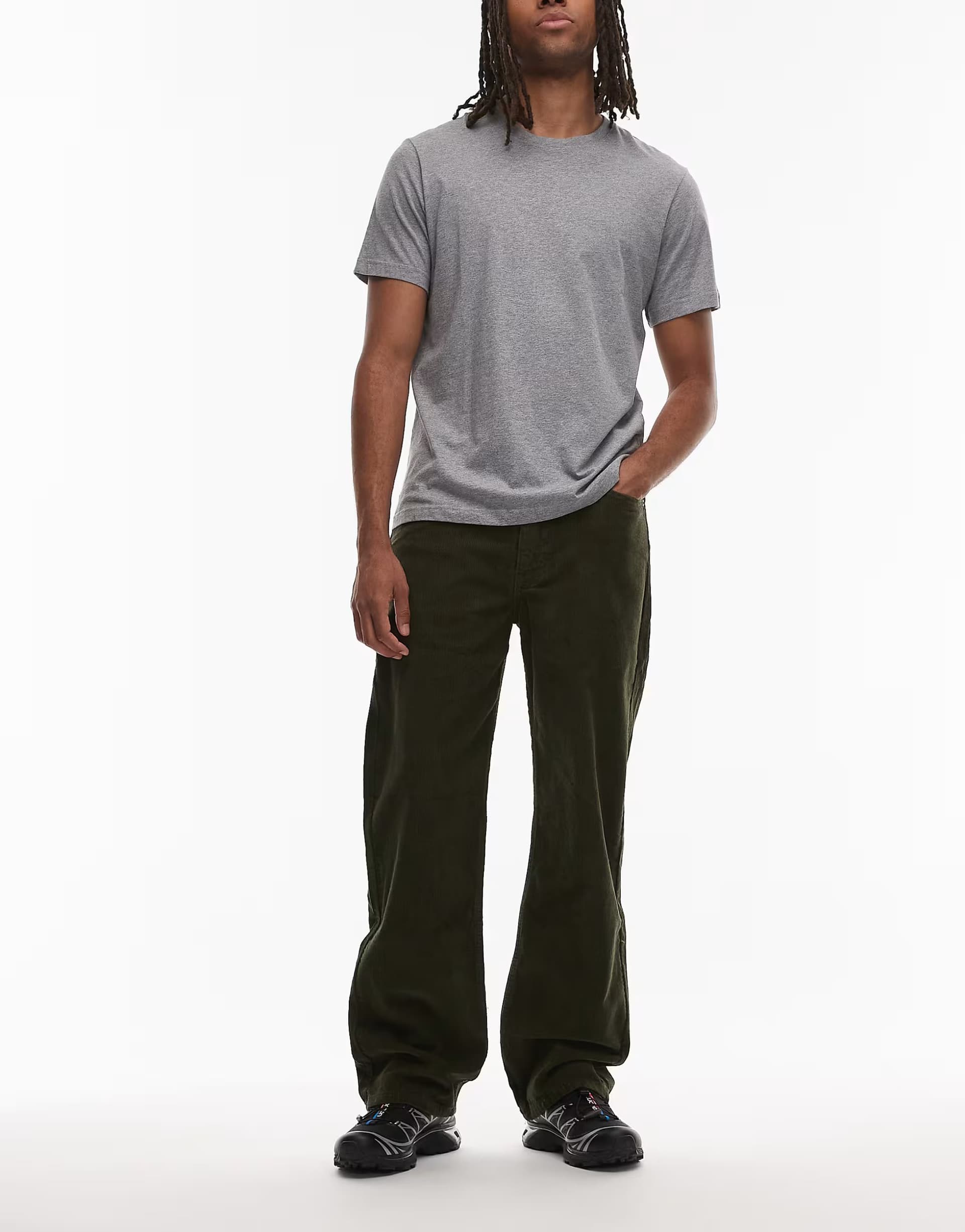 ASOS Levi's 565 loose straight fit cord 5 pocket trousers in dark green