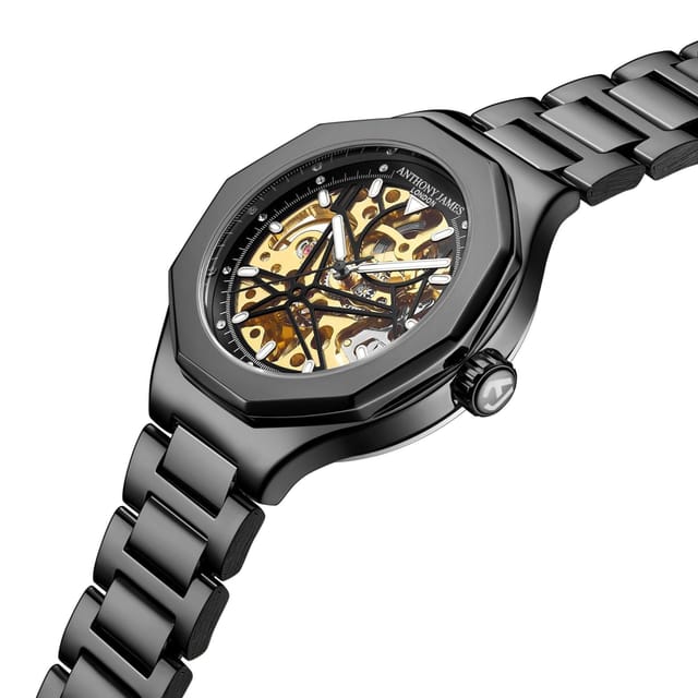 Anthony James Anthony James Men's Hand Assembled Limited Edition Sports Skeleton Watch in Black - 3