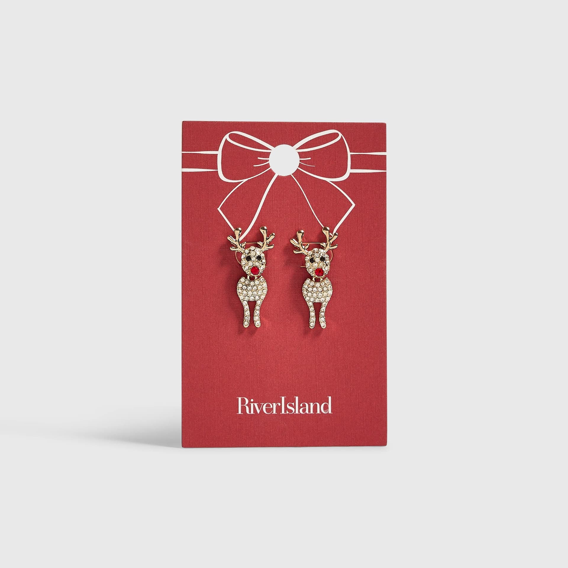 River Island River Island Womens Gold Christmas Reindeer Earrings