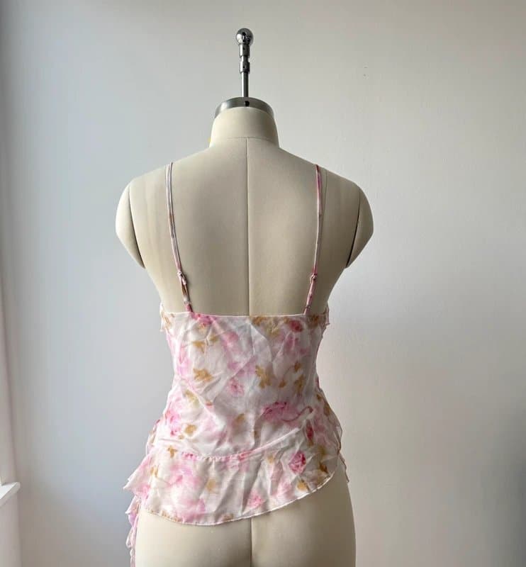 Bershka Bershka floral printed chiffon asymmetric ruffle top