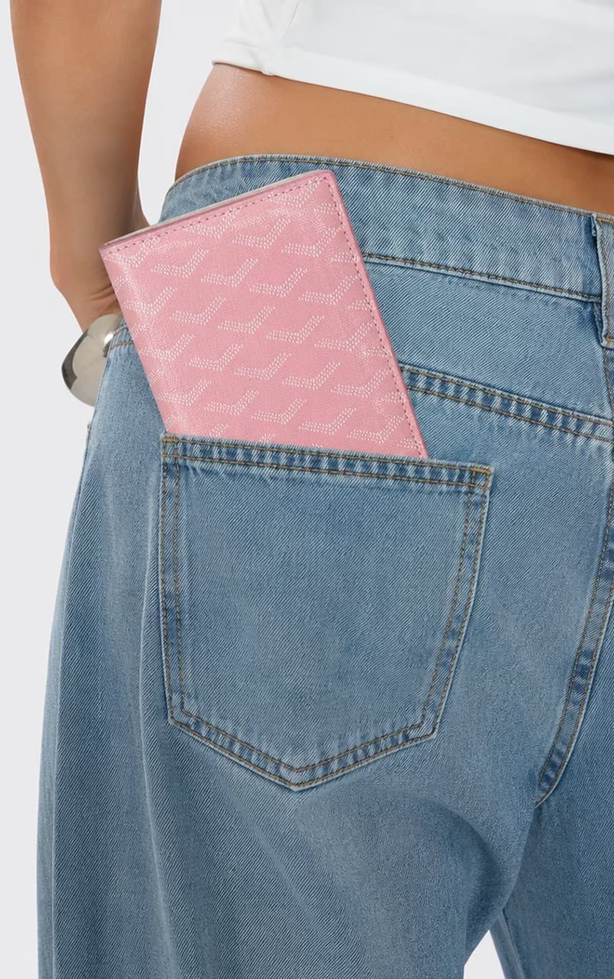 EGO Abroad Pattern Detail Passport Cover In Pink Faux Leather, Women's Size UK 0
